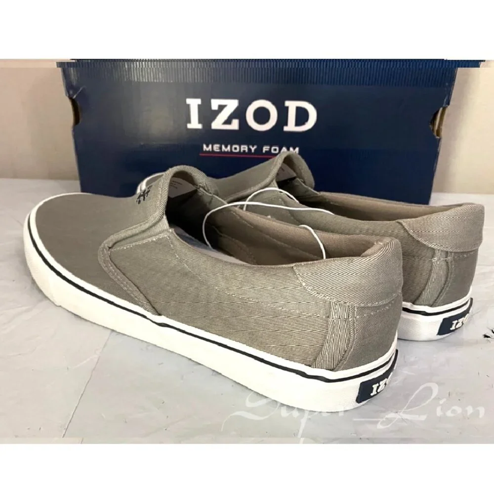 Izod Taupe Slip-On Canvas Loafers with White Sole